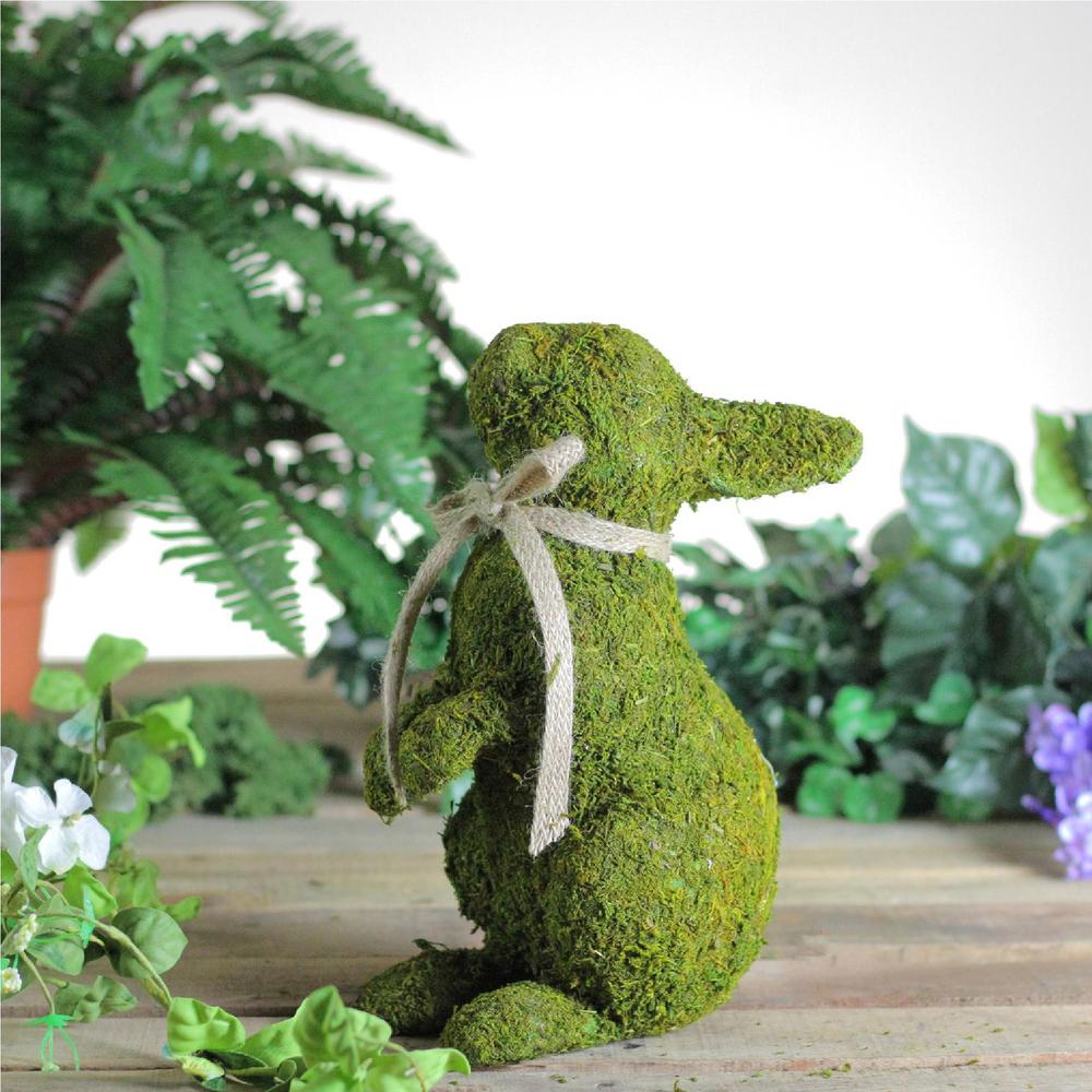 10.5 Green Moss Standing Bunny Rabbit Spring Easter Figure. Picture 3