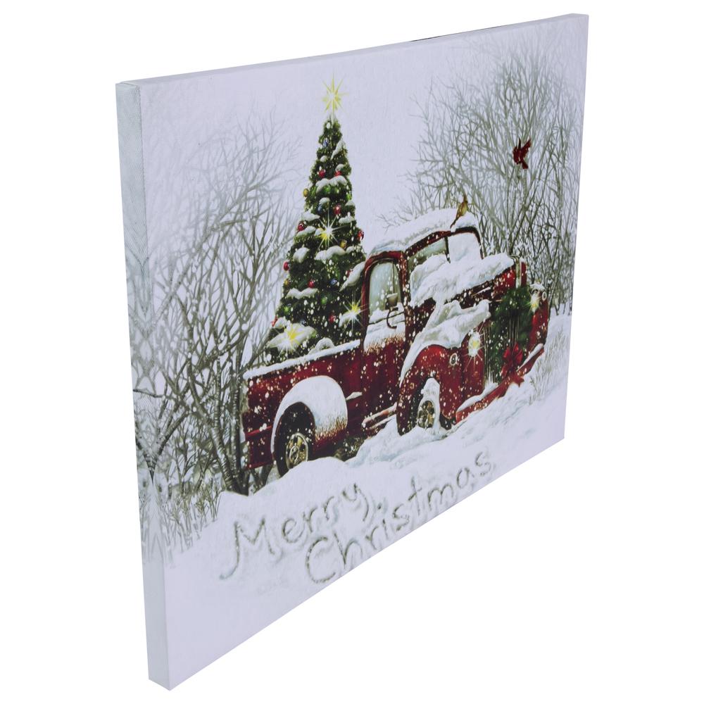 LED Fiber Optic Truck and Tree Christmas Canvas Wall Art 12" x 15.75". Picture 1