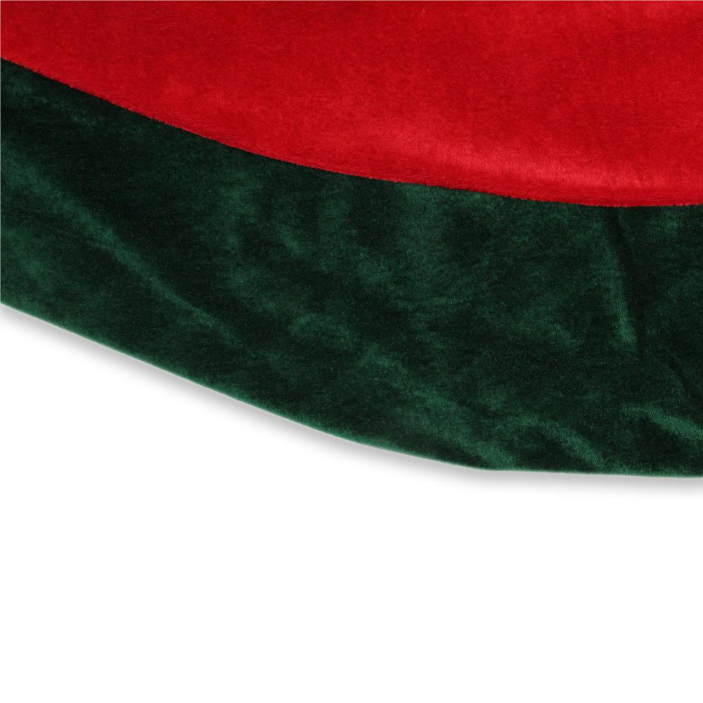 60" Red and Green Traditional Christmas Tree Skirt. Picture 2