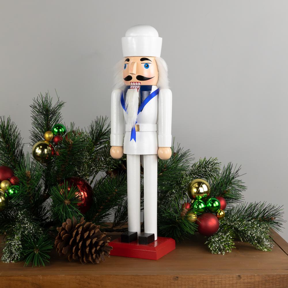 14" Navy Sailor Military Christmas Nutcracker. Picture 2