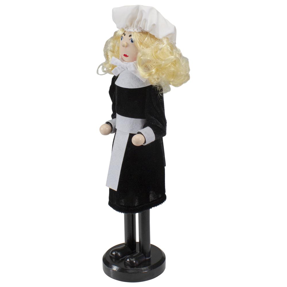 14" Pilgrim Woman Wooden Fall Harvest Thanksgiving Nutcracker. Picture 3