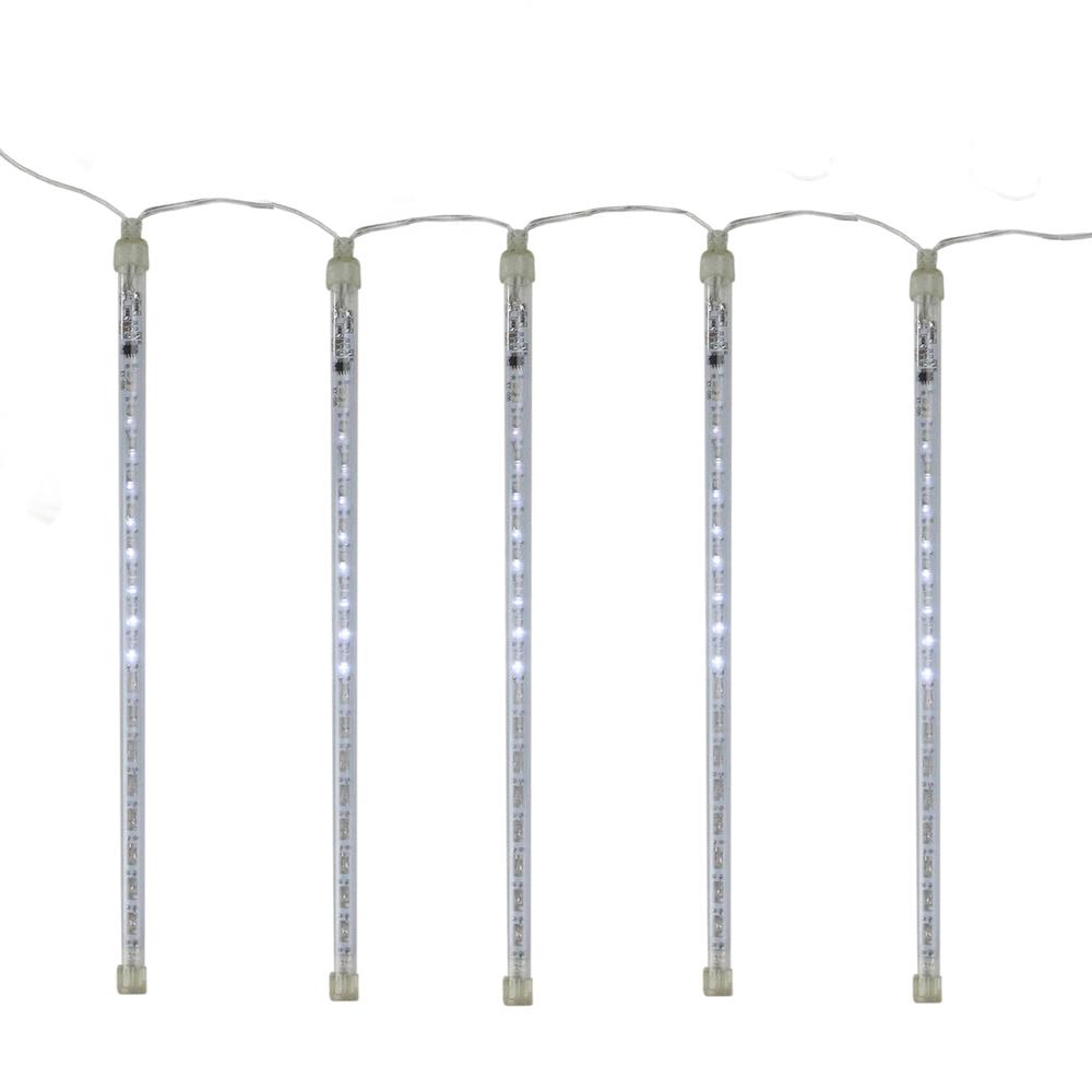 Set of 10 Transparent Dripping Icicle Snowfall Christmas Light Tubes - 14 ft Clear Wire. Picture 1