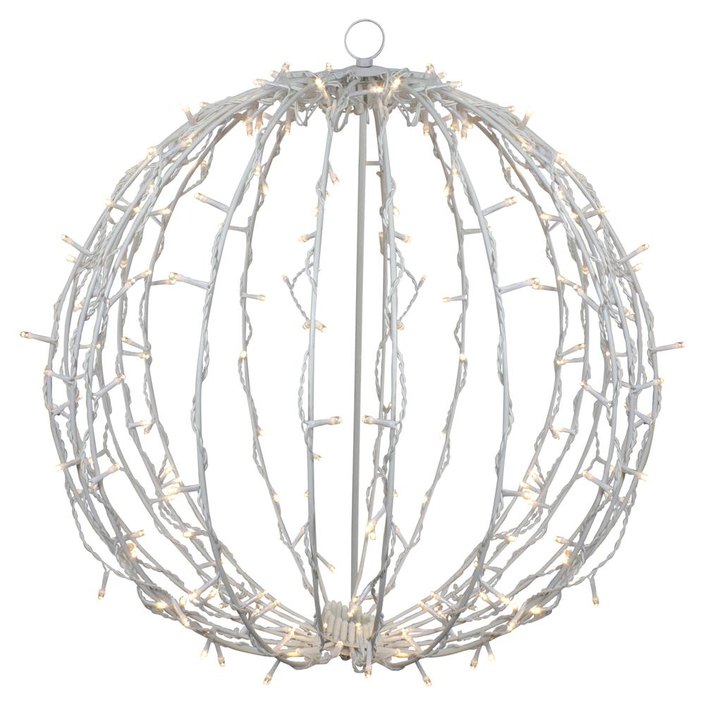 23" LED Lighted Christmas Hanging Sphere Decoration - Warm White Lights. Picture 1
