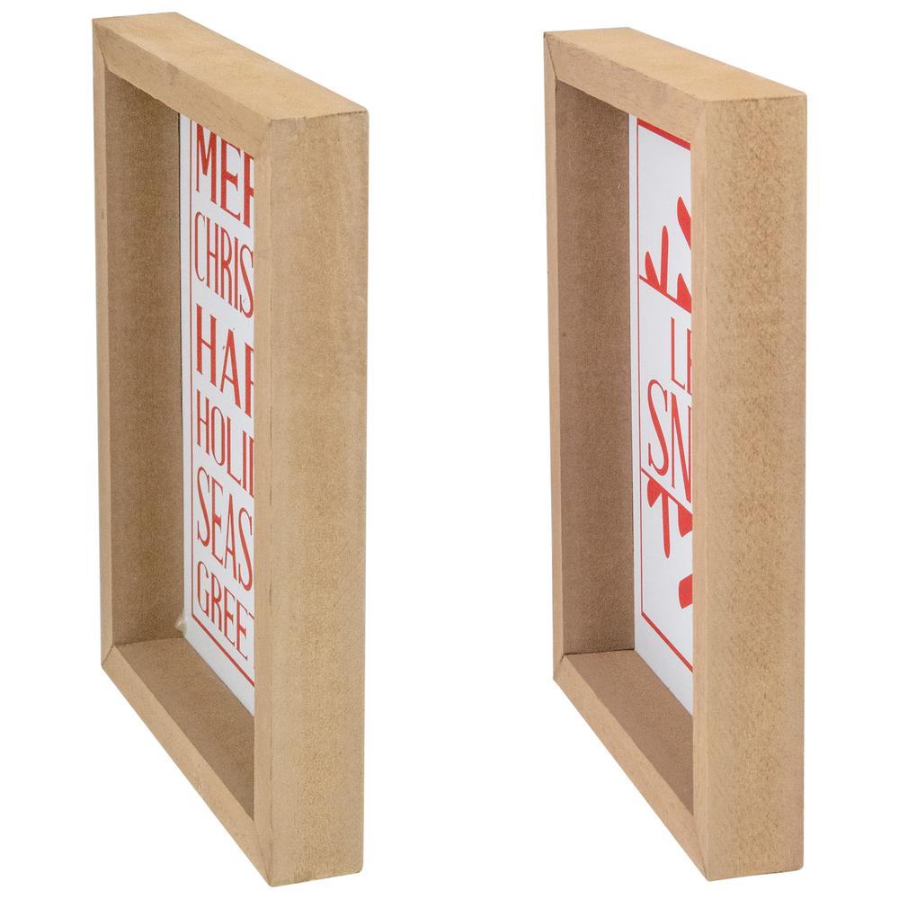 Set of 2 Red and White Holiday Slogans Wooden Christmas Plaques. Picture 6