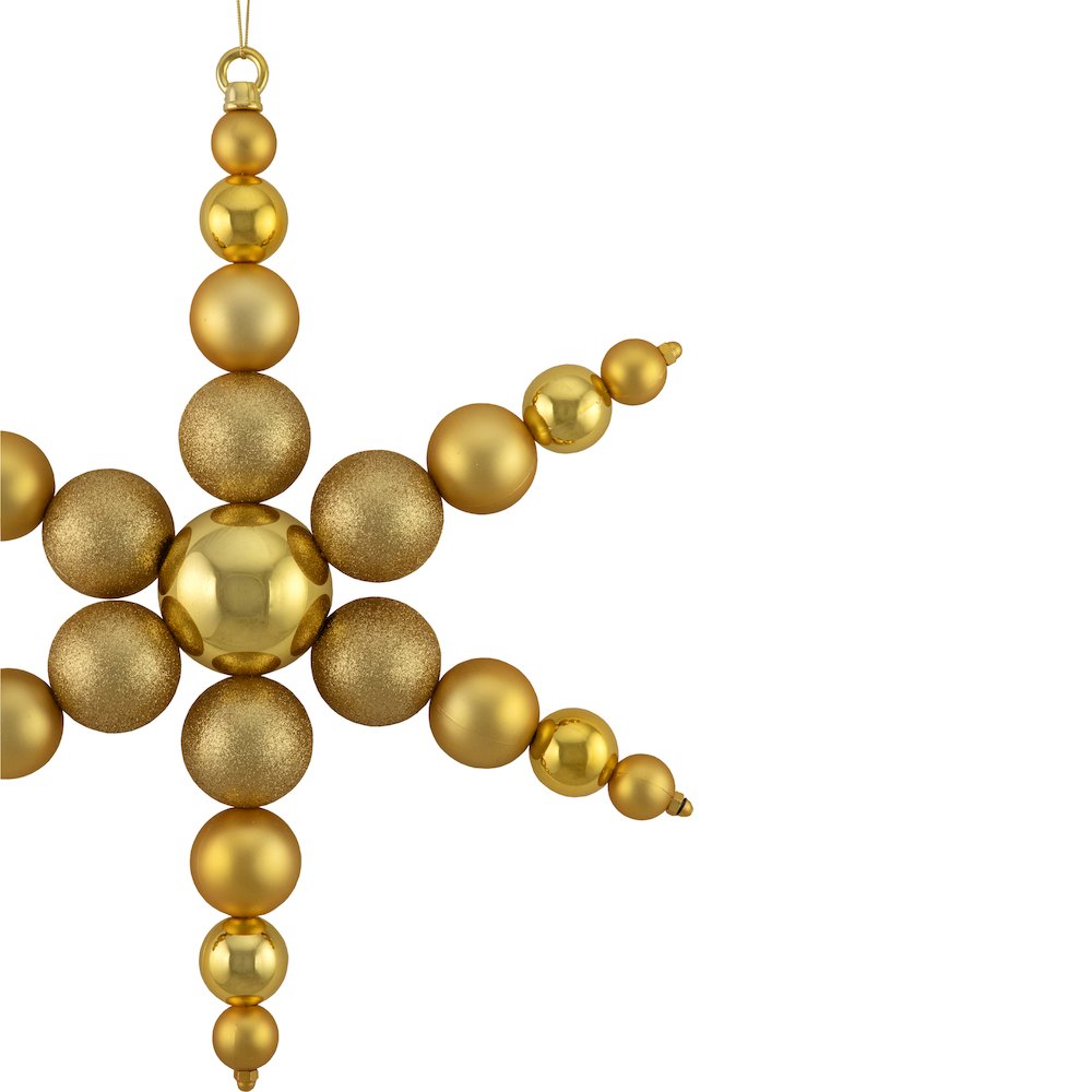 18" Gold 3-Finish Snowflake Shatterproof Commercial Christmas Ornament. Picture 3
