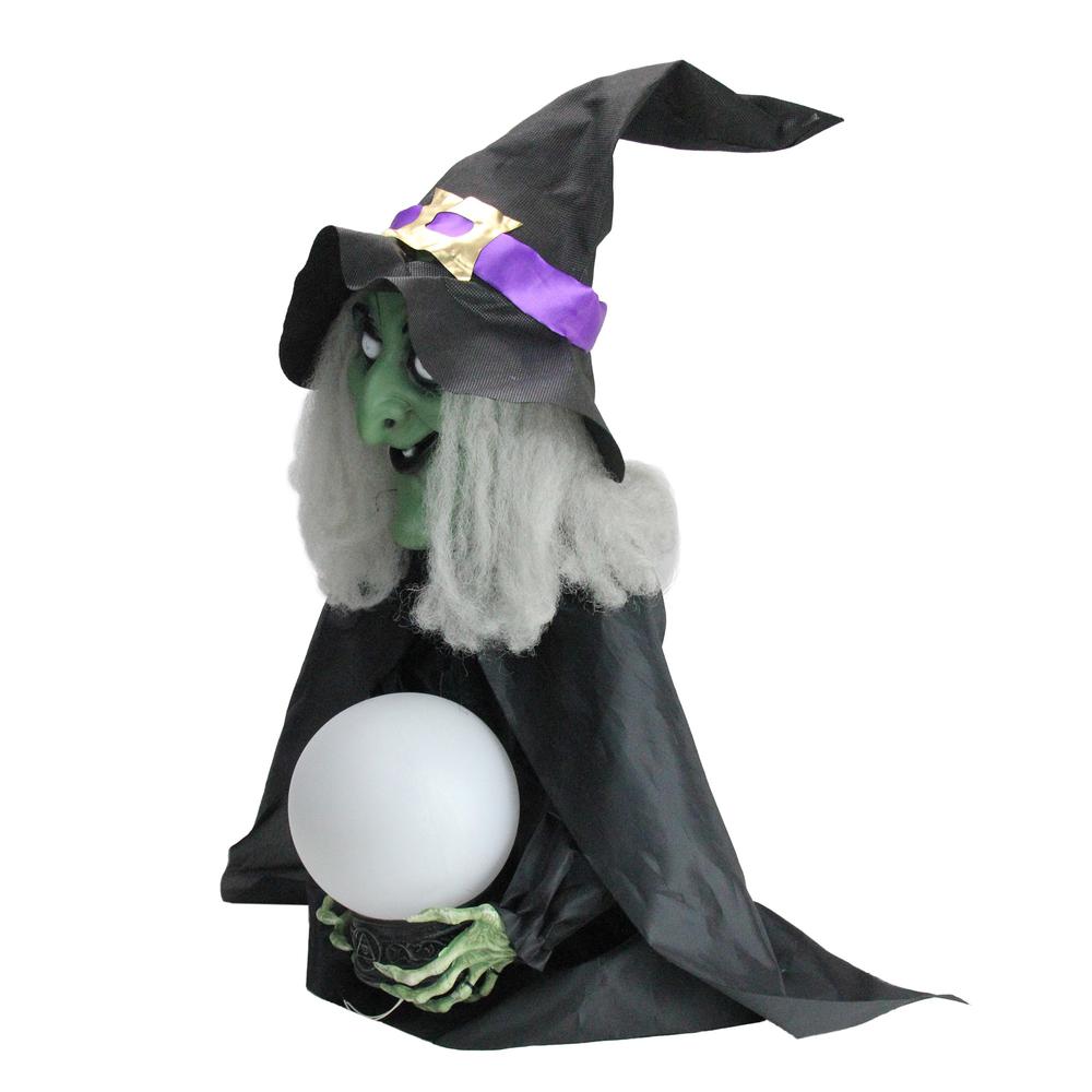 26" Pre-Lit Sitting Fortune Witch with Magic Ball Halloween Decoration. Picture 3