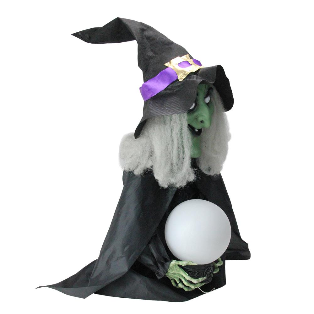 26" Pre-Lit Sitting Fortune Witch with Magic Ball Halloween Decoration. Picture 2
