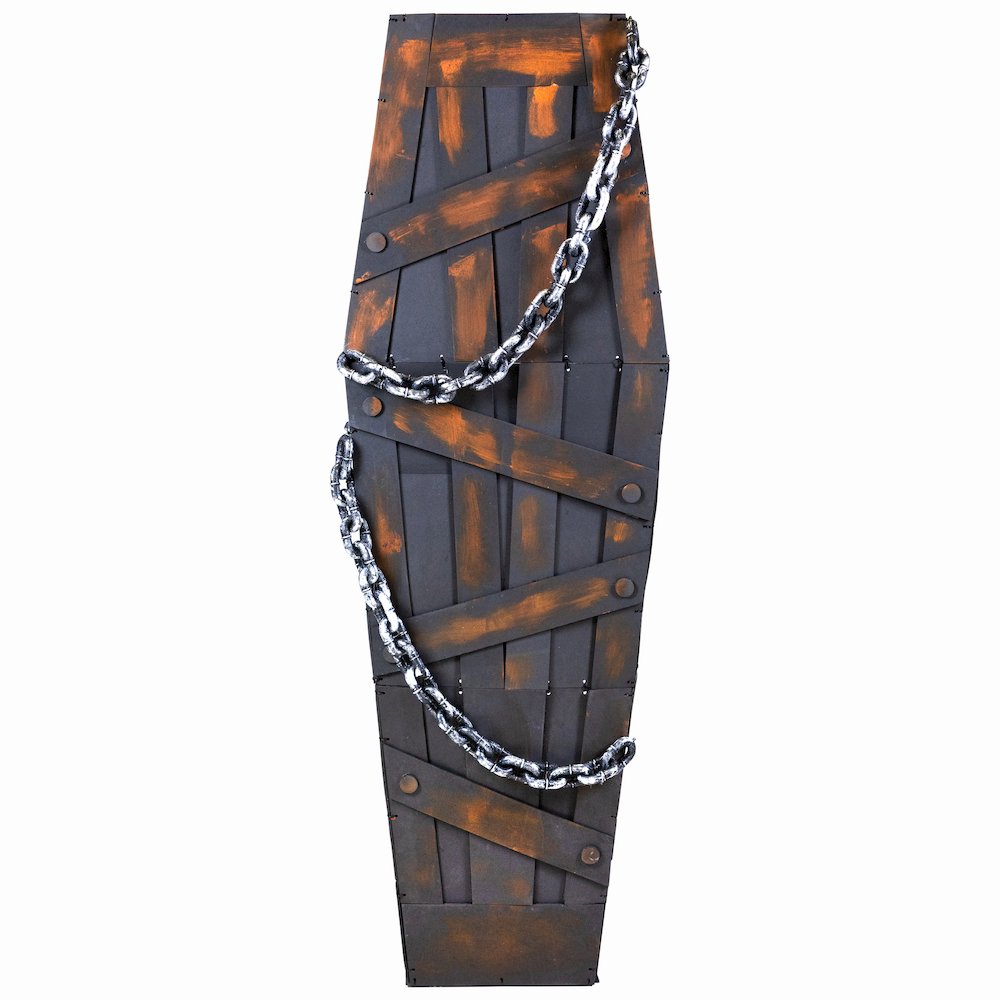 63" Animated and Musical Chained Shaking Coffin Halloween Decoration. Picture 1