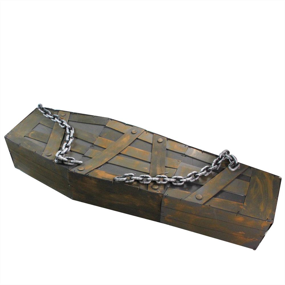 63" Animated and Musical Chained Shaking Coffin Halloween Decoration. Picture 1