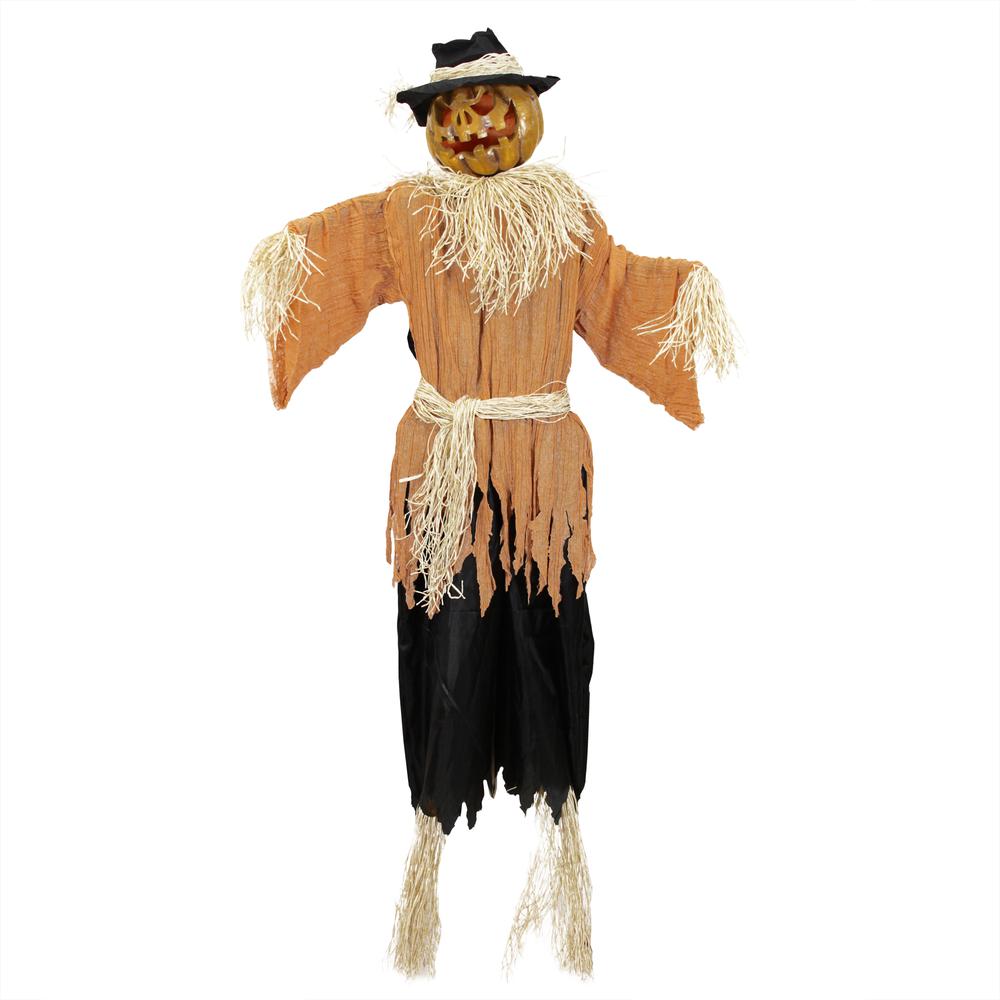 6' Animated Jack o Lantern Scarecrow Halloween Decoration. Picture 1