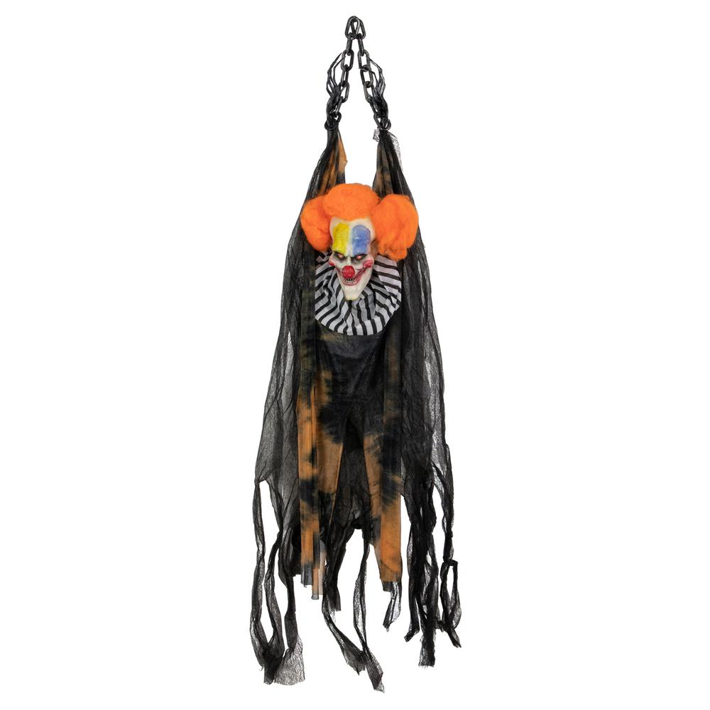 46" Animated Clown with LED Eyes Hanging Halloween Decoration. Picture 1