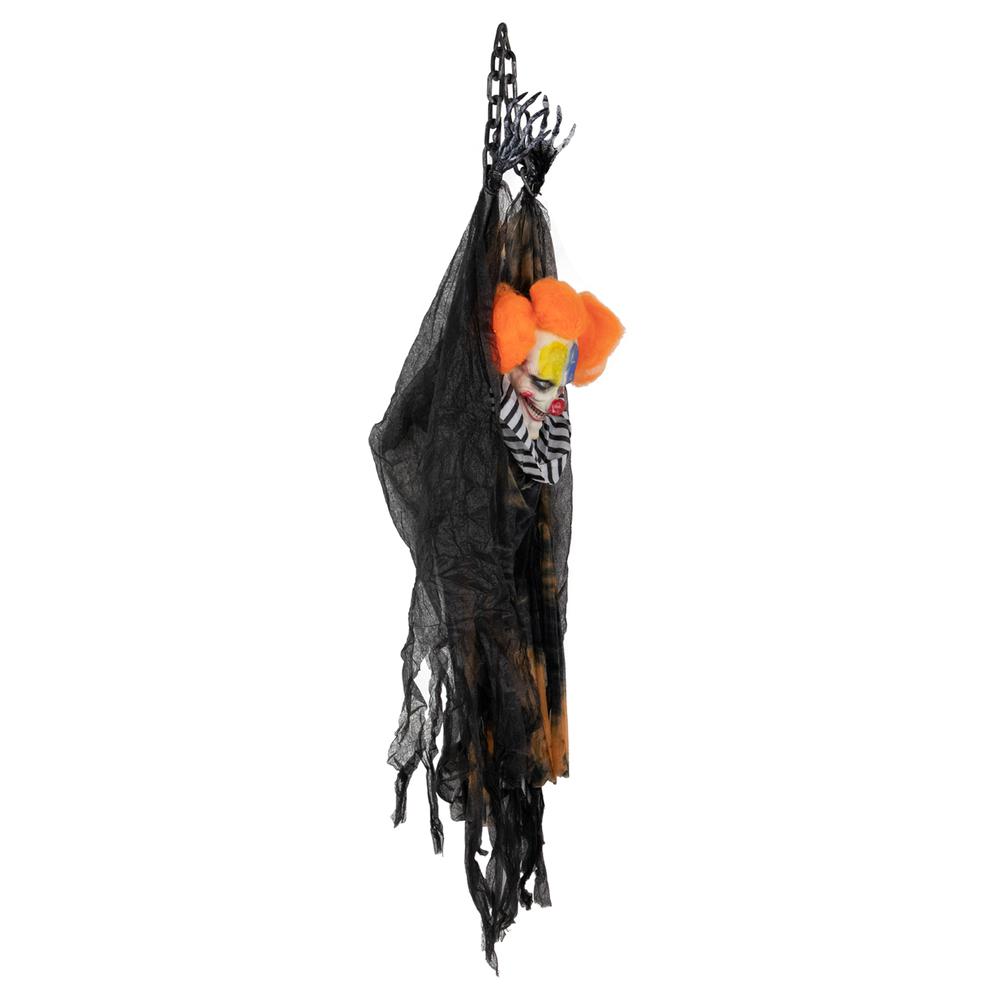 46" Animated Clown with LED Eyes Hanging Halloween Decoration. Picture 2