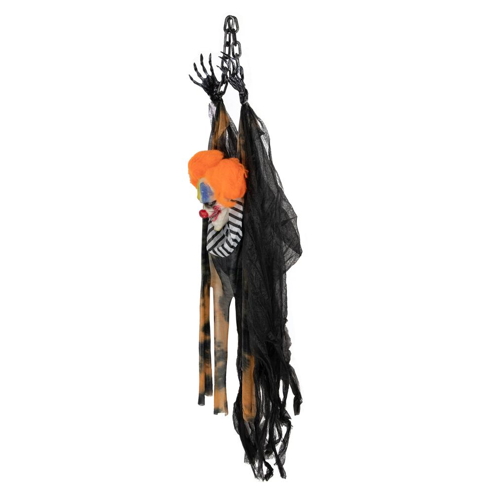 46" Animated Clown with LED Eyes Hanging Halloween Decoration. Picture 3
