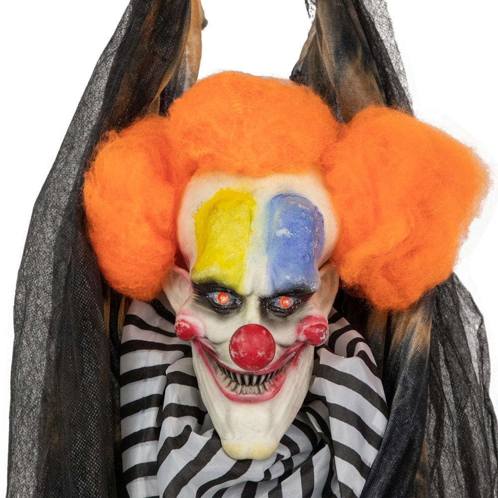 46" Animated Clown with LED Eyes Hanging Halloween Decoration. Picture 6