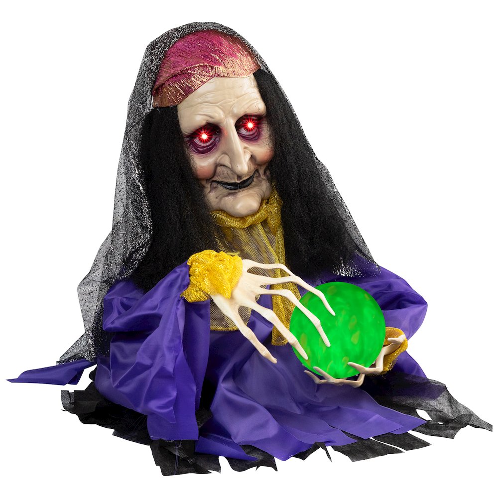 20" Animated Fortune Teller Halloween Decoration. Picture 3
