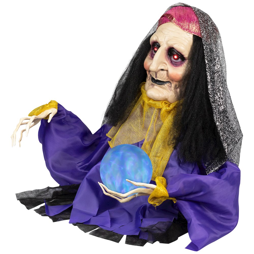 20" Animated Fortune Teller Halloween Decoration. Picture 4
