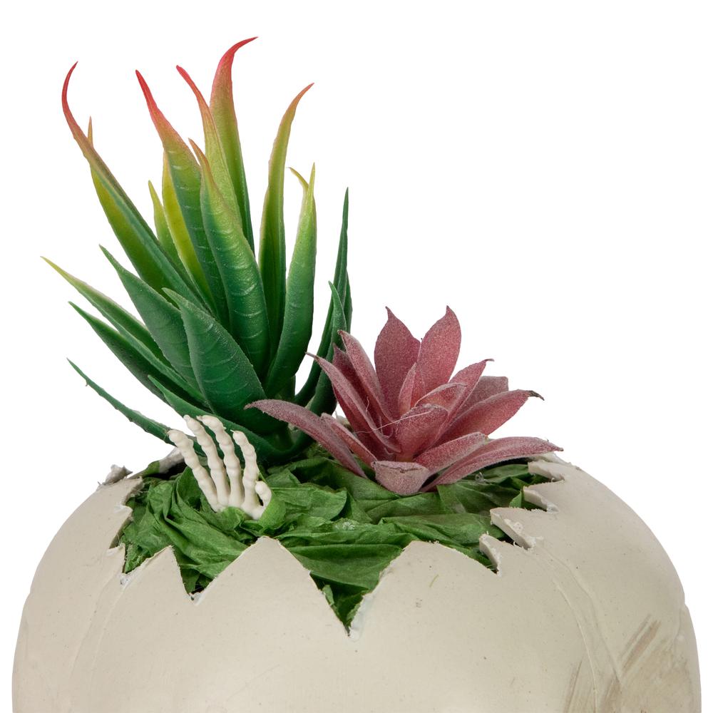 8.75" LED Lighted Succulent Halloween Skull Planter. Picture 4