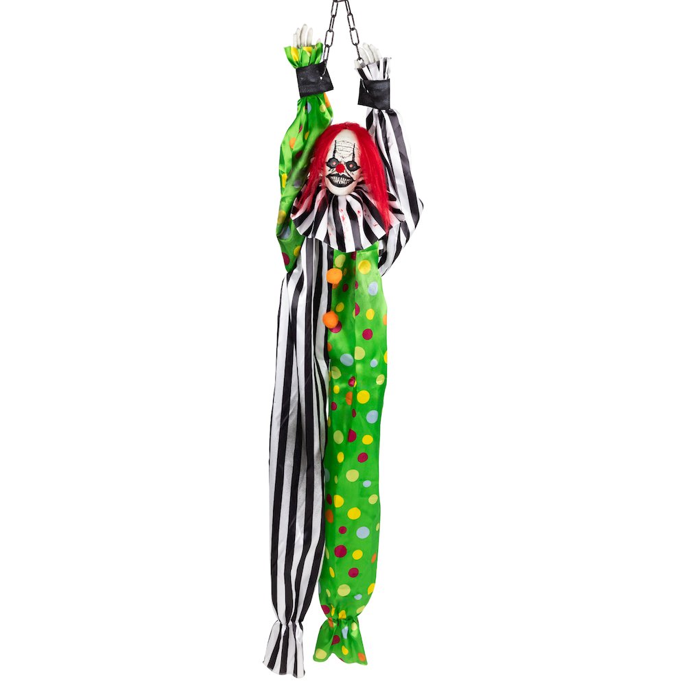 Animated Shaking Clown with Sound Hanging Halloween Decoration - 5'. Picture 1