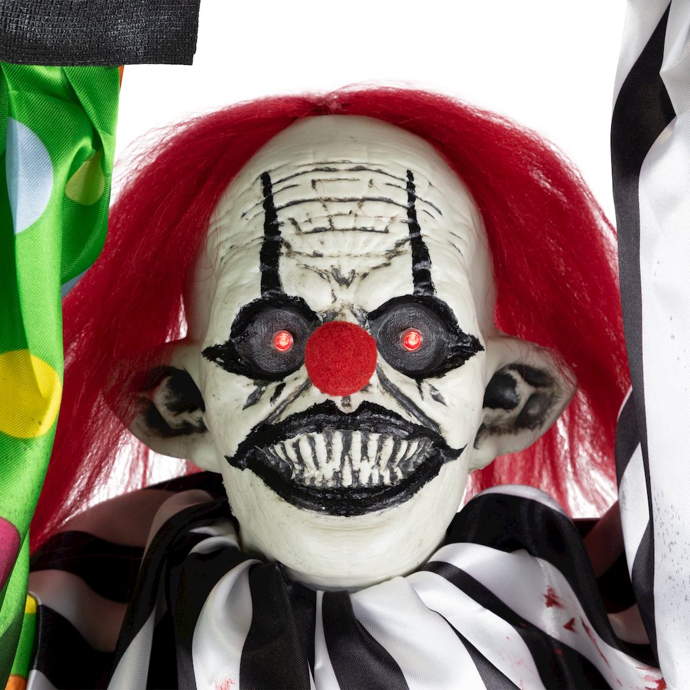 Animated Shaking Clown with Sound Hanging Halloween Decoration - 5'. Picture 5