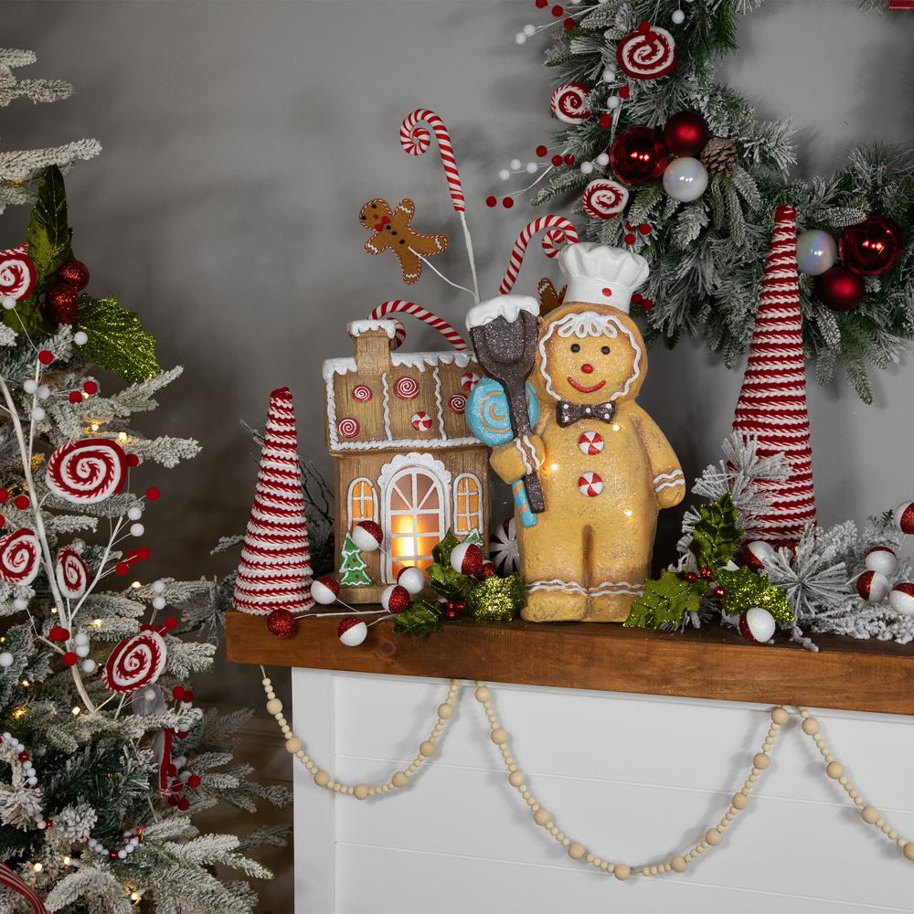 17.5" LED Lighted Glittered Gingerbread Snowman Chef Christmas Figure. Picture 3