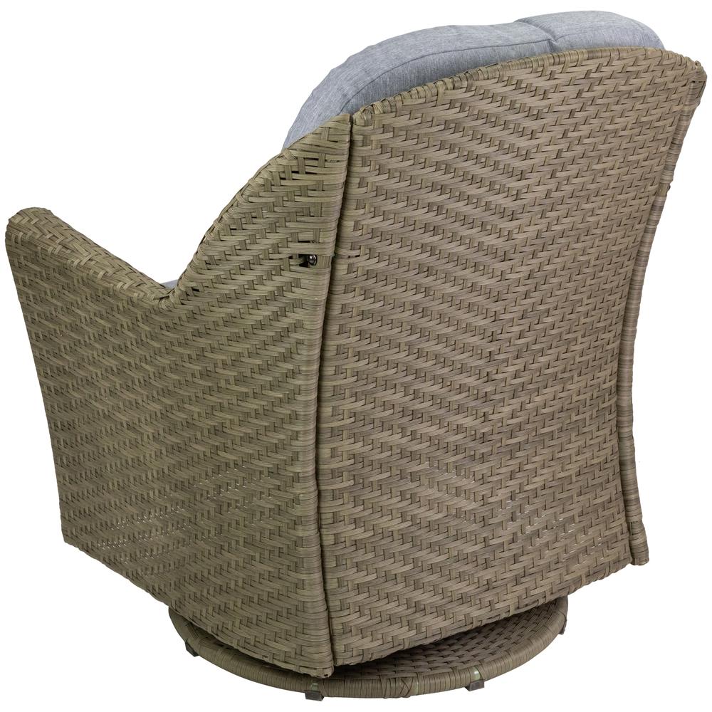 34" Gray Resin Wicker Deep Seated Glider Chair with Gray Cushions. Picture 5