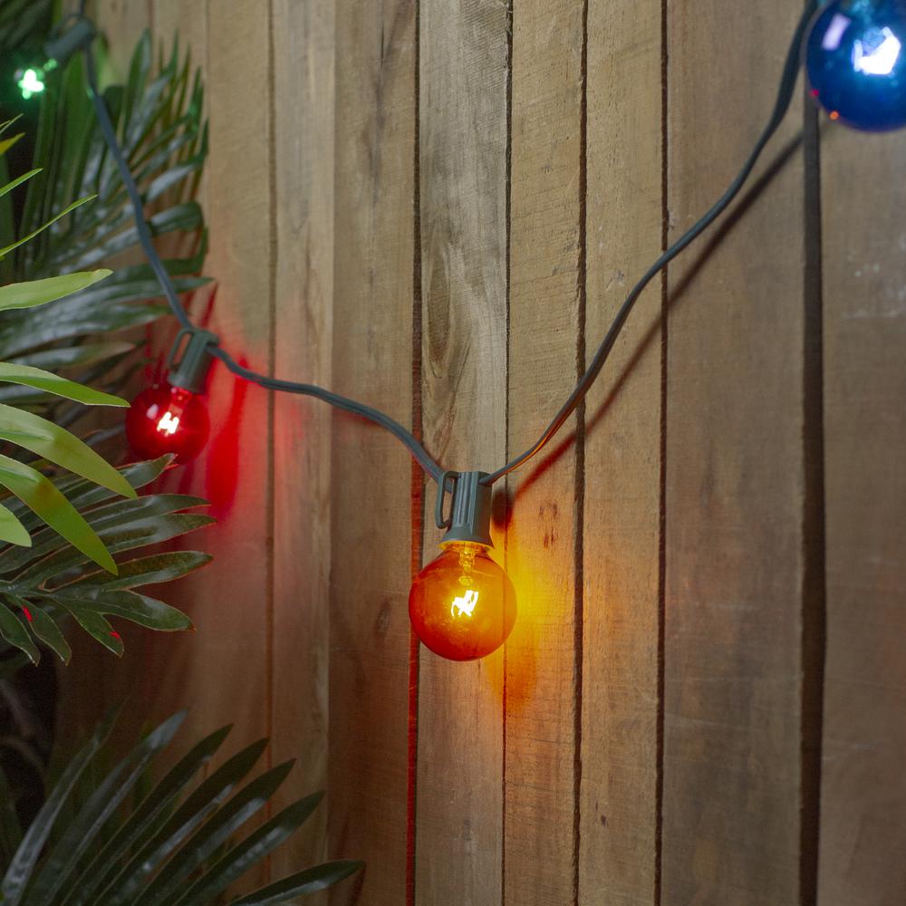 10 Multi-Color Transparent G40 Globe Christmas Lights - 9' Green Wire. Picture 2