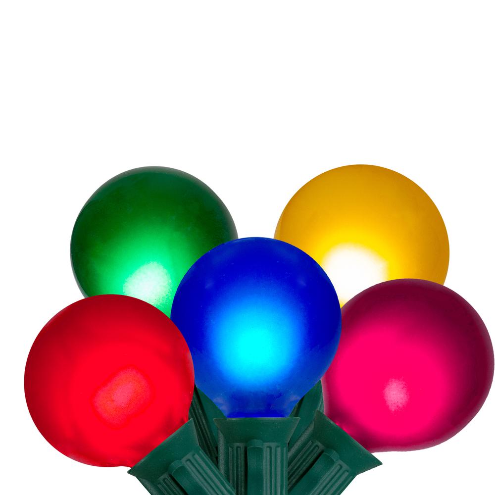 15-Count Multi-Color Satin G50 Globe Christmas Light Set  13.75ft Green Wire. Picture 1