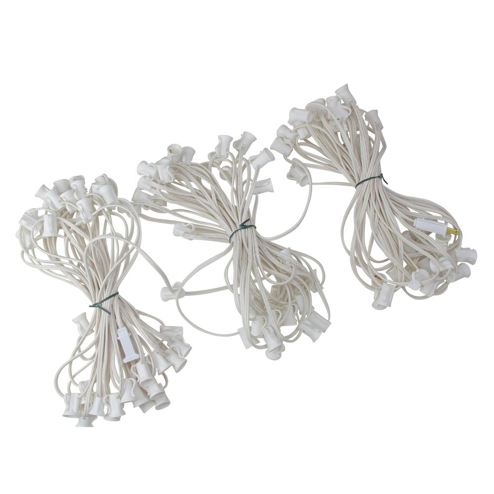 100' Commercial C7 Christmas Light Socket Set - 18 Gauge White Wire. Picture 1
