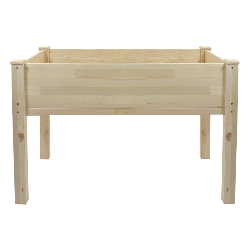 4ft Natural Wood Raised Garden Bed Planter Box with Liner. Picture 3