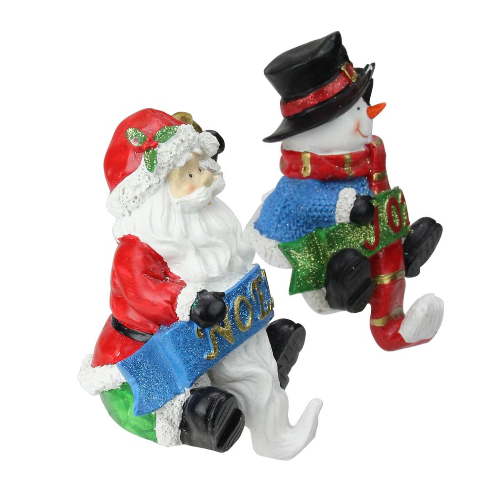 Set of 2 Santa and Snowman Glittered Christmas Stocking Holders 6.25". Picture 2