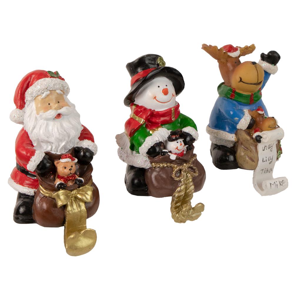 Set of 3 Santa  Snowman and Reindeer Christmas Stocking Holders 5.25". Picture 4
