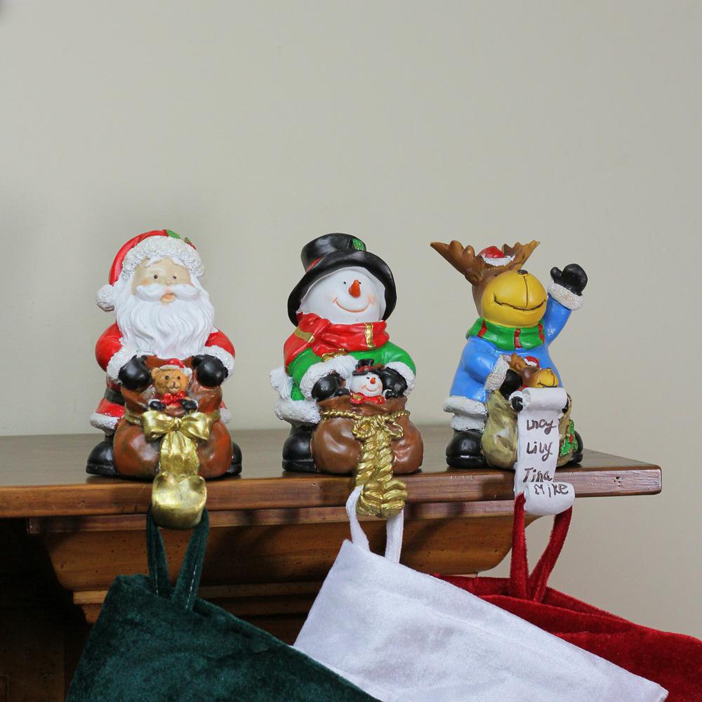 Set of 3 Santa  Snowman and Reindeer Christmas Stocking Holders 5.25". Picture 3