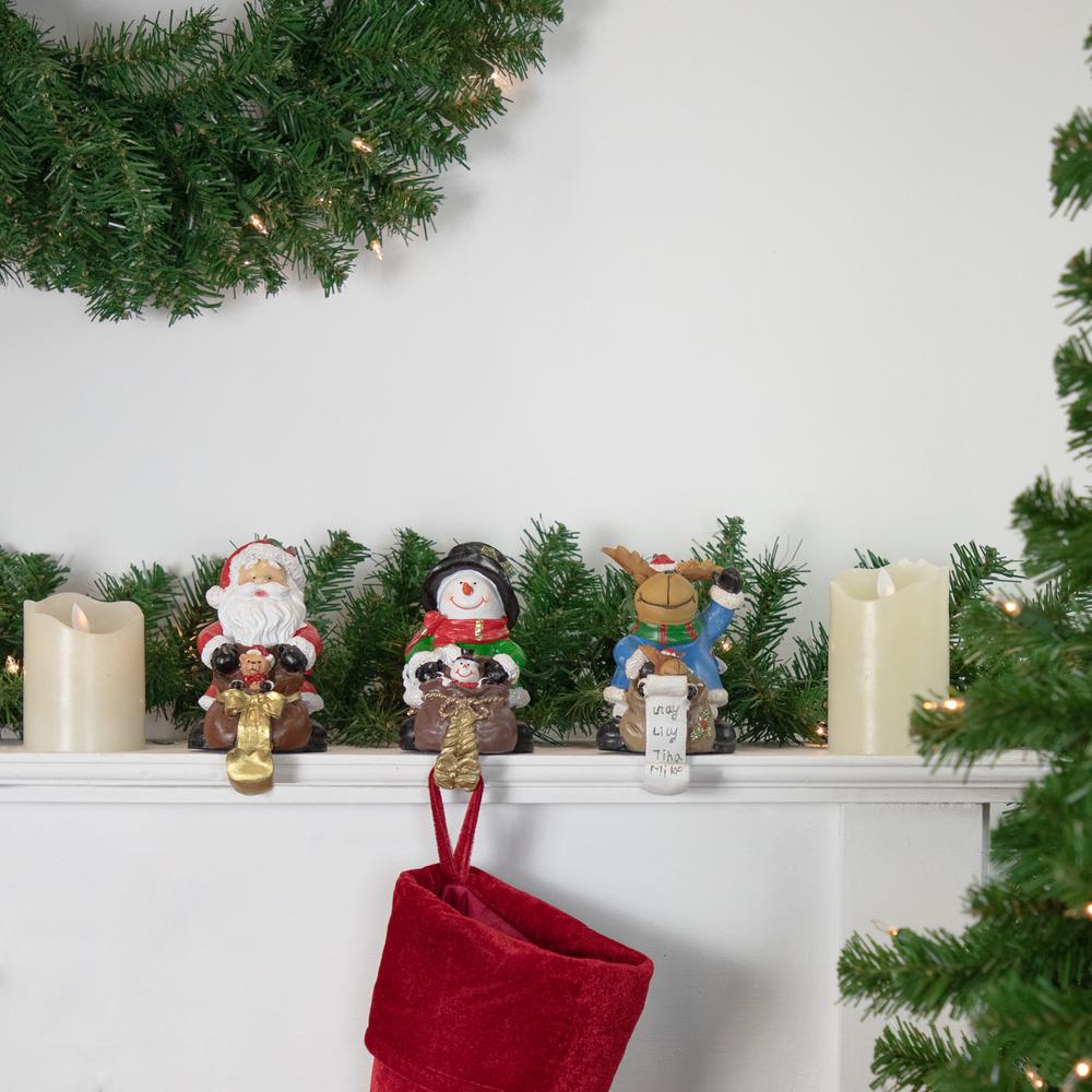 Set of 3 Santa  Snowman and Reindeer Christmas Stocking Holders 5.25". Picture 2