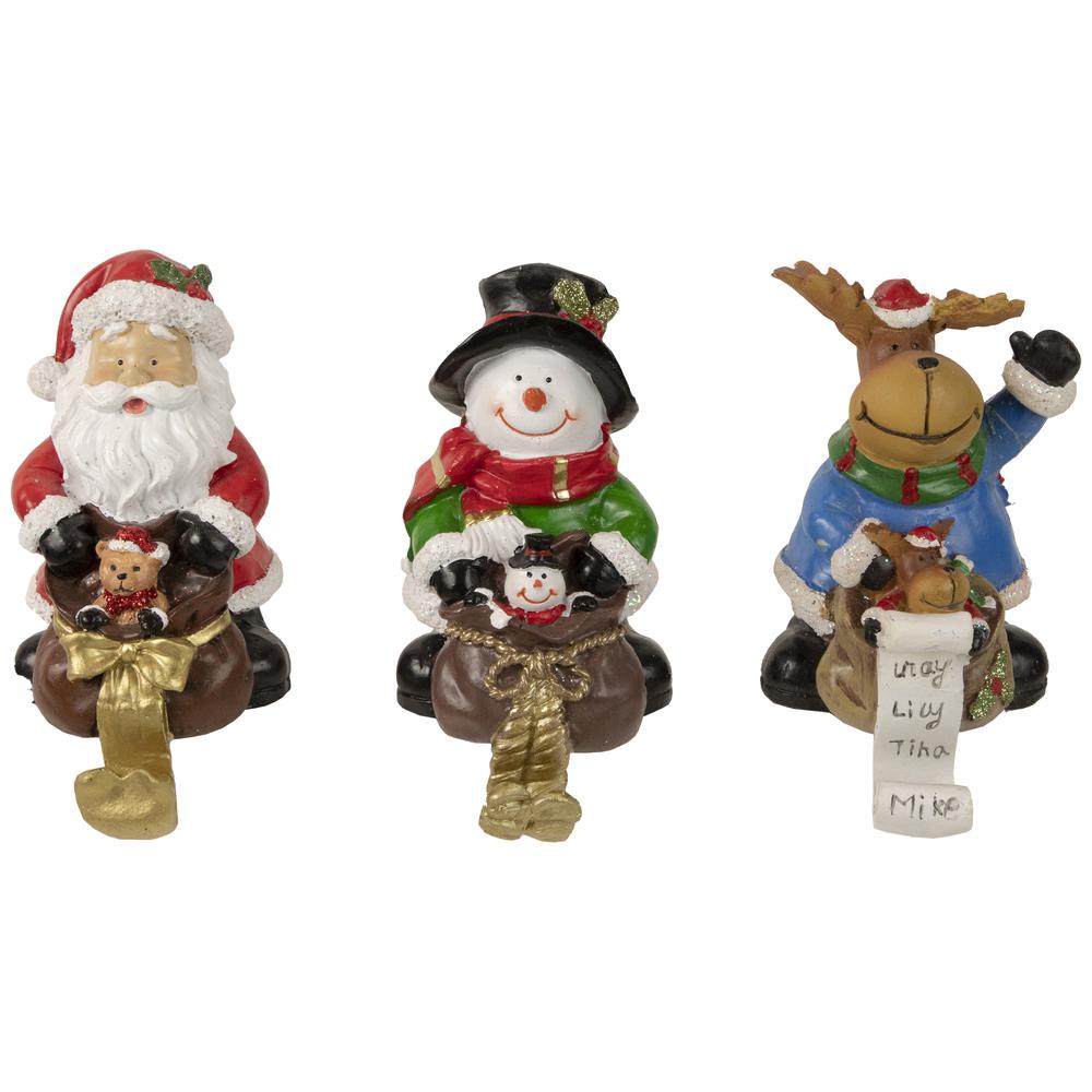 Set of 3 Santa  Snowman and Reindeer Christmas Stocking Holders 5.25". Picture 1