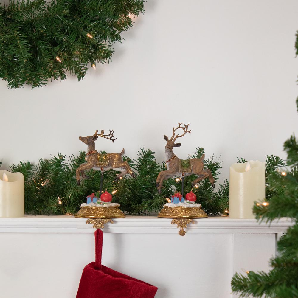 Set of 2 Glittered Reindeer Christmas Stocking Holders 9.5". Picture 2
