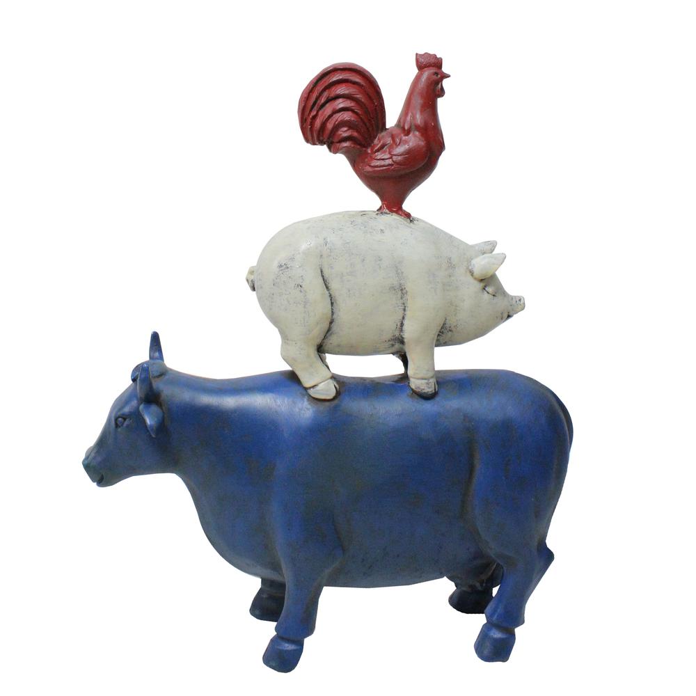 12" Stacked Patriotic Farm Animals Outdoor Garden Statue. Picture 2