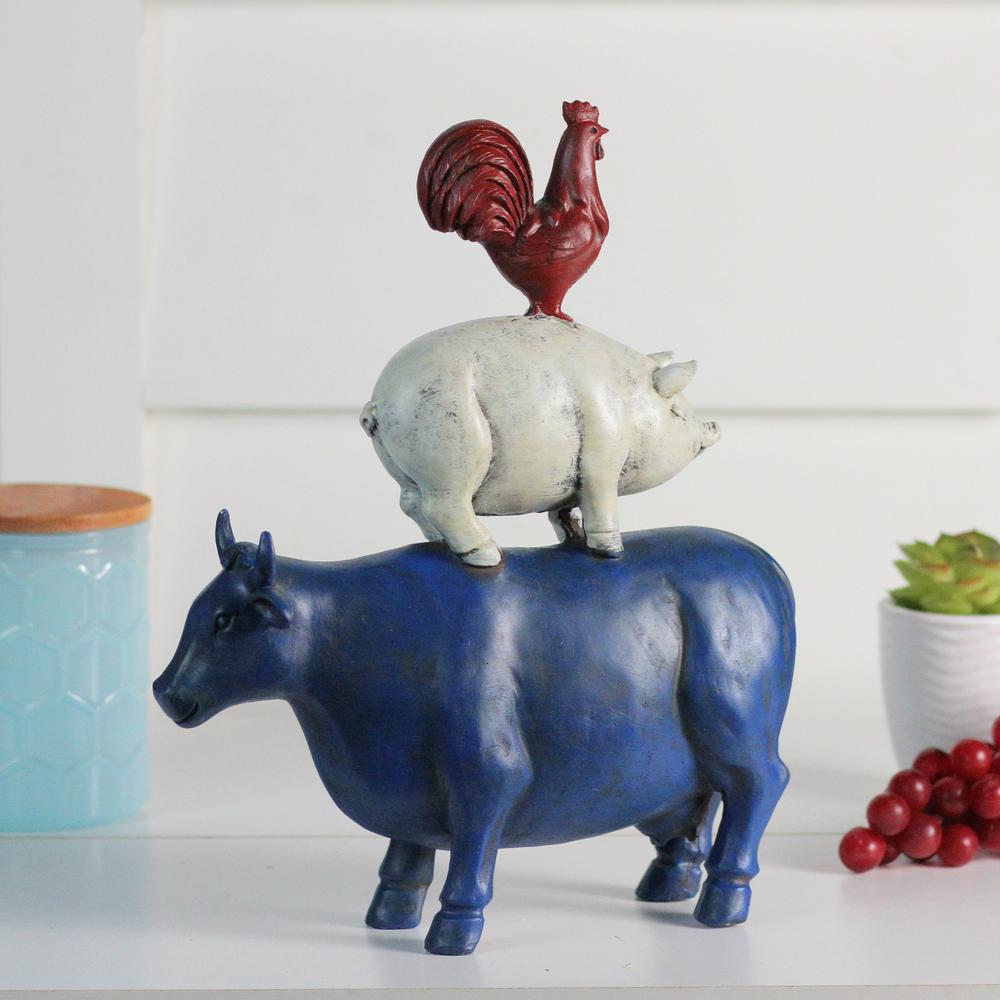 12" Stacked Patriotic Farm Animals Outdoor Garden Statue. Picture 4