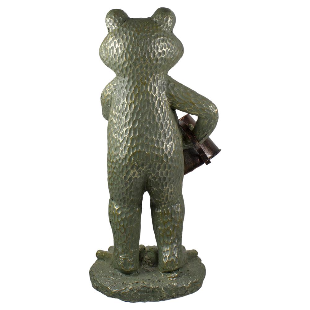 17" Gold Verdigris Frog with Watering Can Outdoor Garden Statue. Picture 4