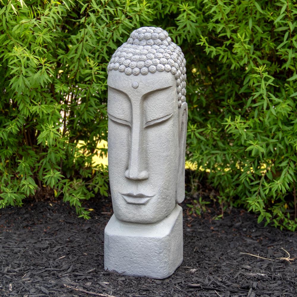 23.25" Large Buddha Head Outdoor Garden Statue. Picture 2