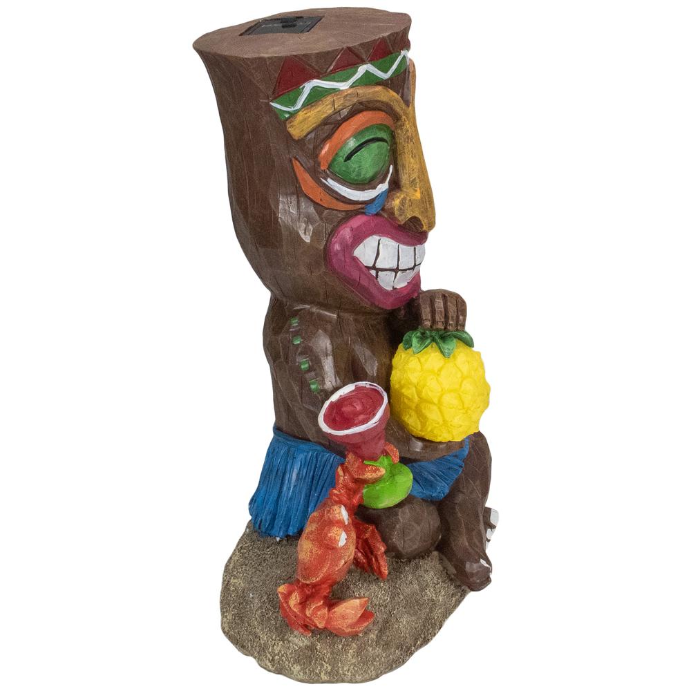 13.75" Solar Lighted Polynesian Outdoor Garden Smiling Tiki Statue. Picture 4