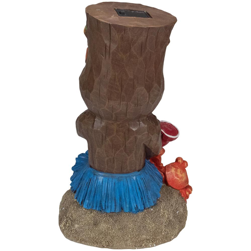 13.75" Solar Lighted Polynesian Outdoor Garden Smiling Tiki Statue. Picture 5