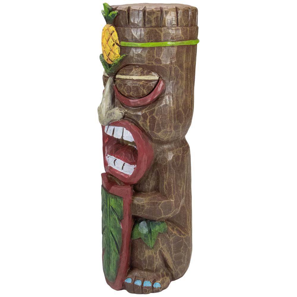 16" Solar Lighted Polynesian Outdoor Garden Tiki Statue. Picture 3