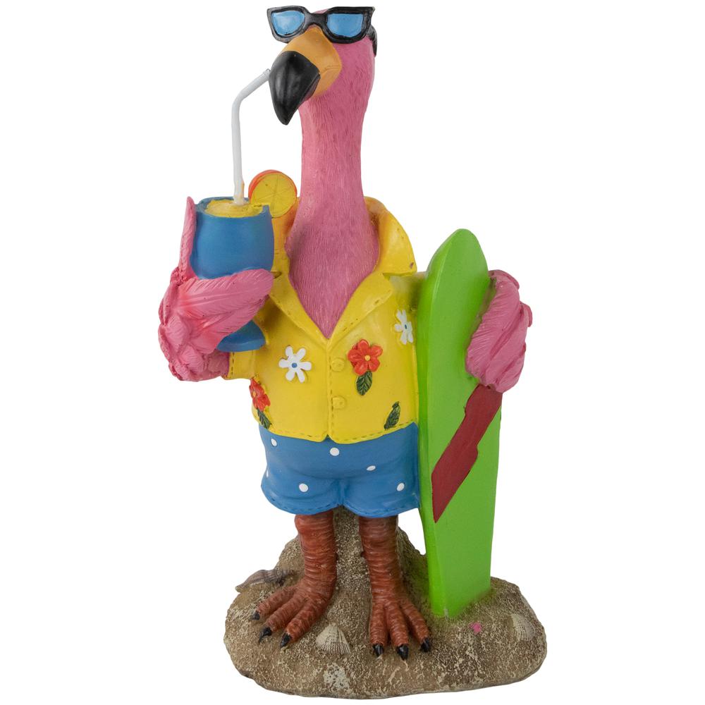 11.5" Tropical Pink Flamingo Outdoor Garden Statue. Picture 1