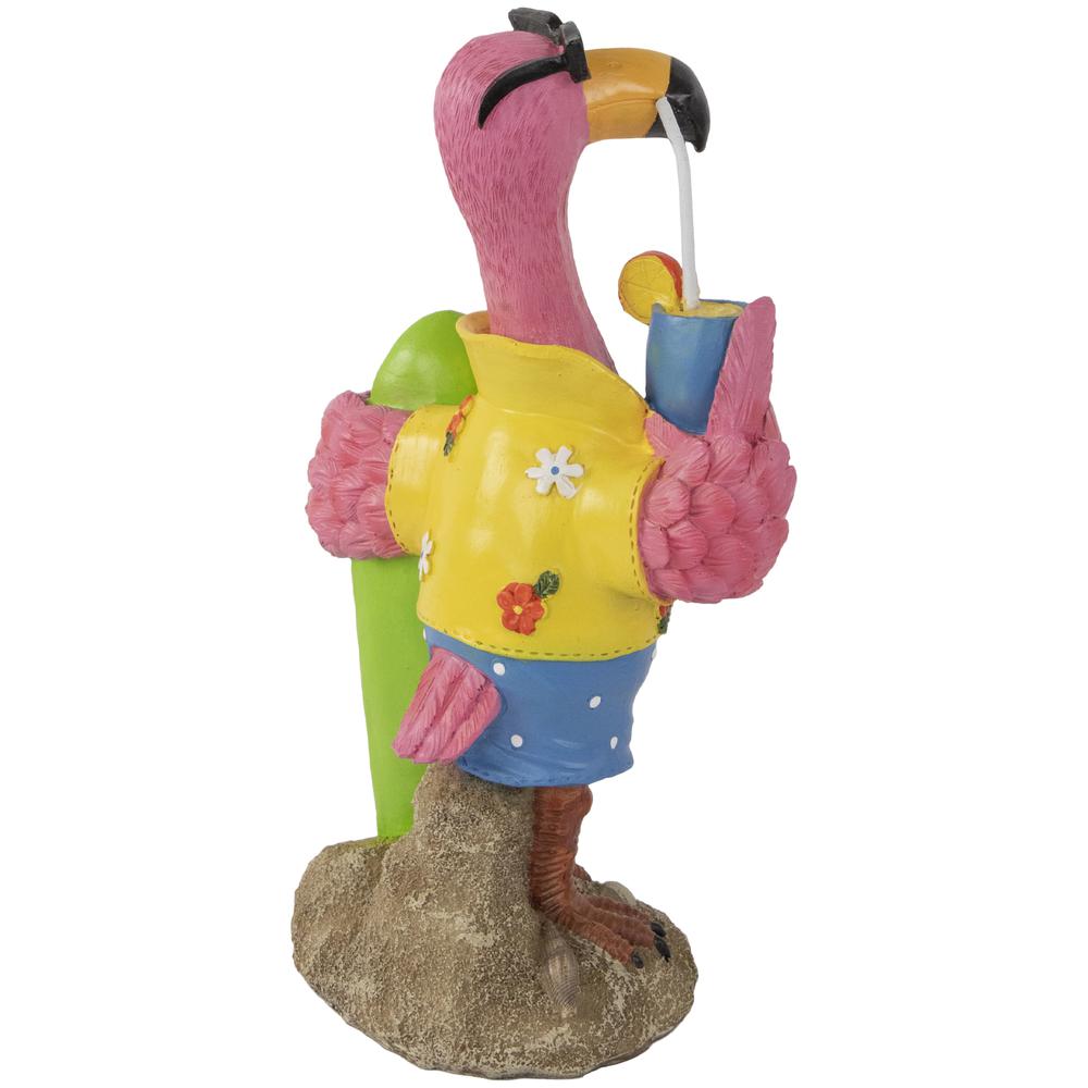 11.5" Tropical Pink Flamingo Outdoor Garden Statue. Picture 5