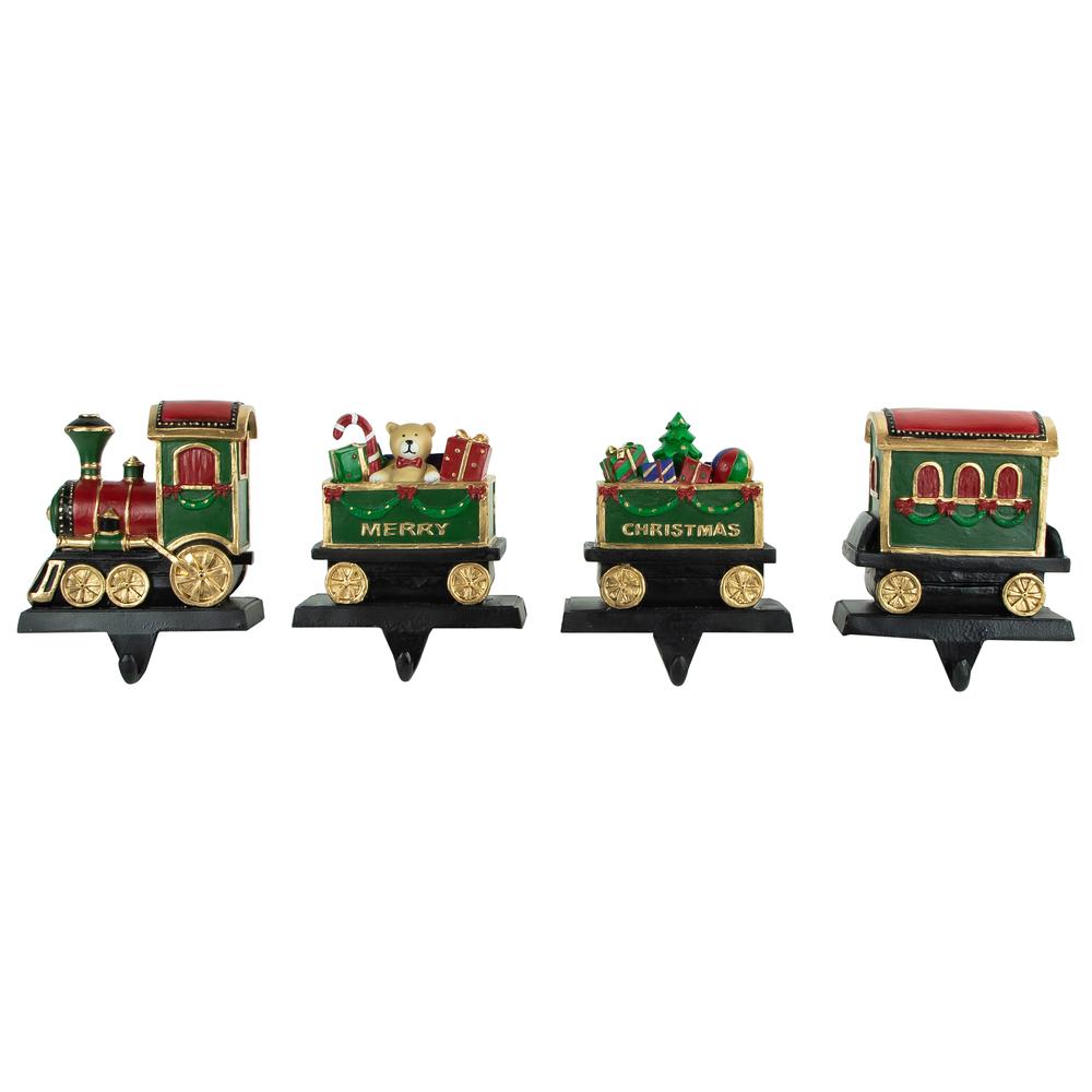 Set of 4 Merry Christmas Train Stocking Holders 4.75". Picture 1