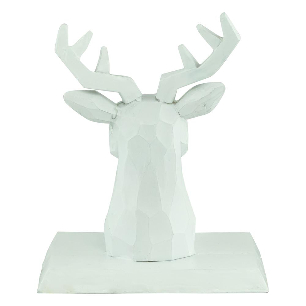 Set of 2 White Reindeer Head Christmas Stocking Holders 6". Picture 4
