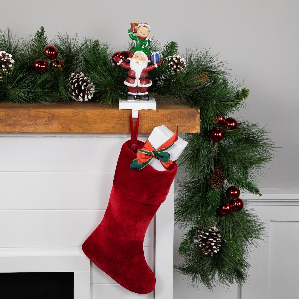 8.75" Santa and Elf Christmas Stocking Holder. Picture 2