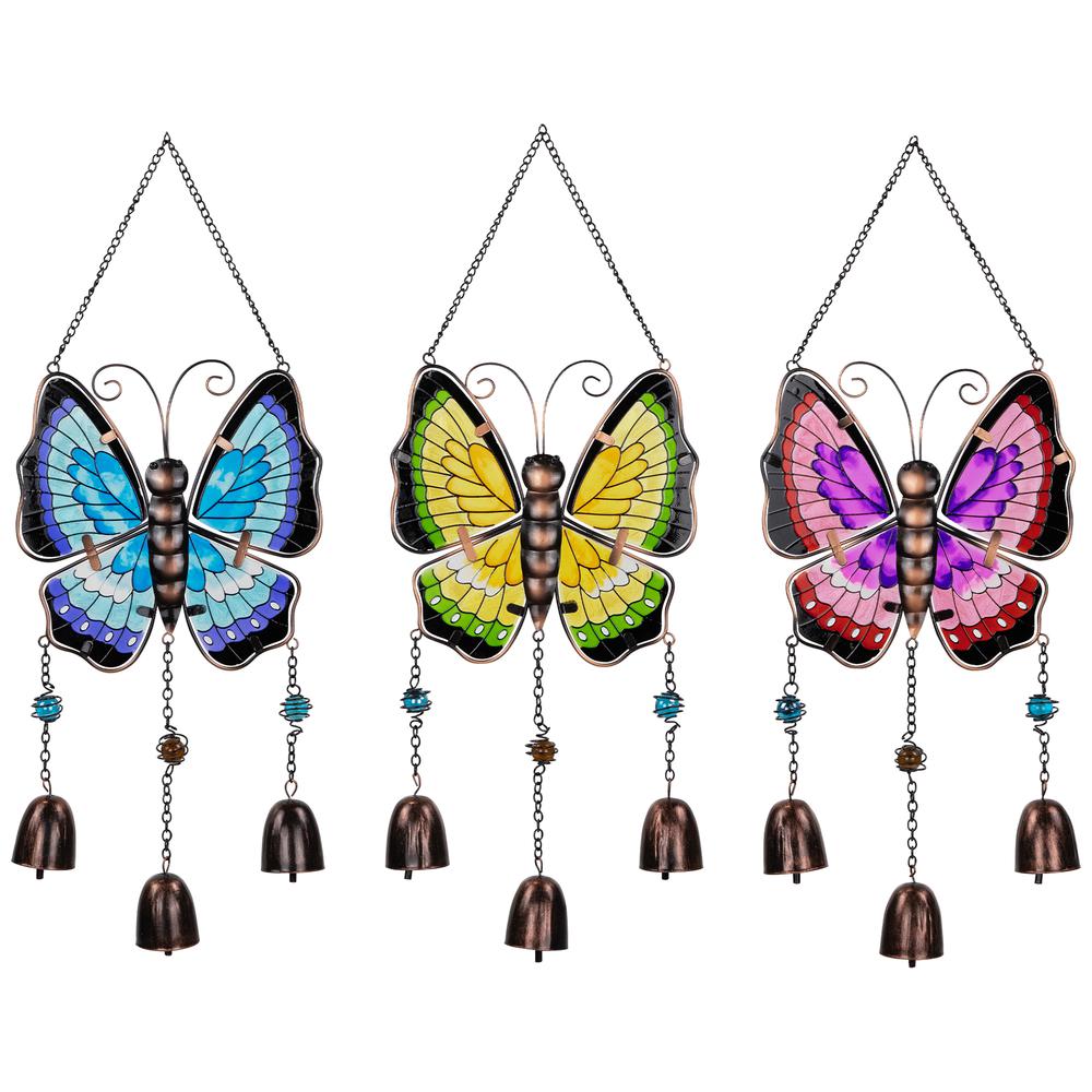 Metal Butterfly Outdoor Garden Windchimes - 21" - Set of 3. Picture 1