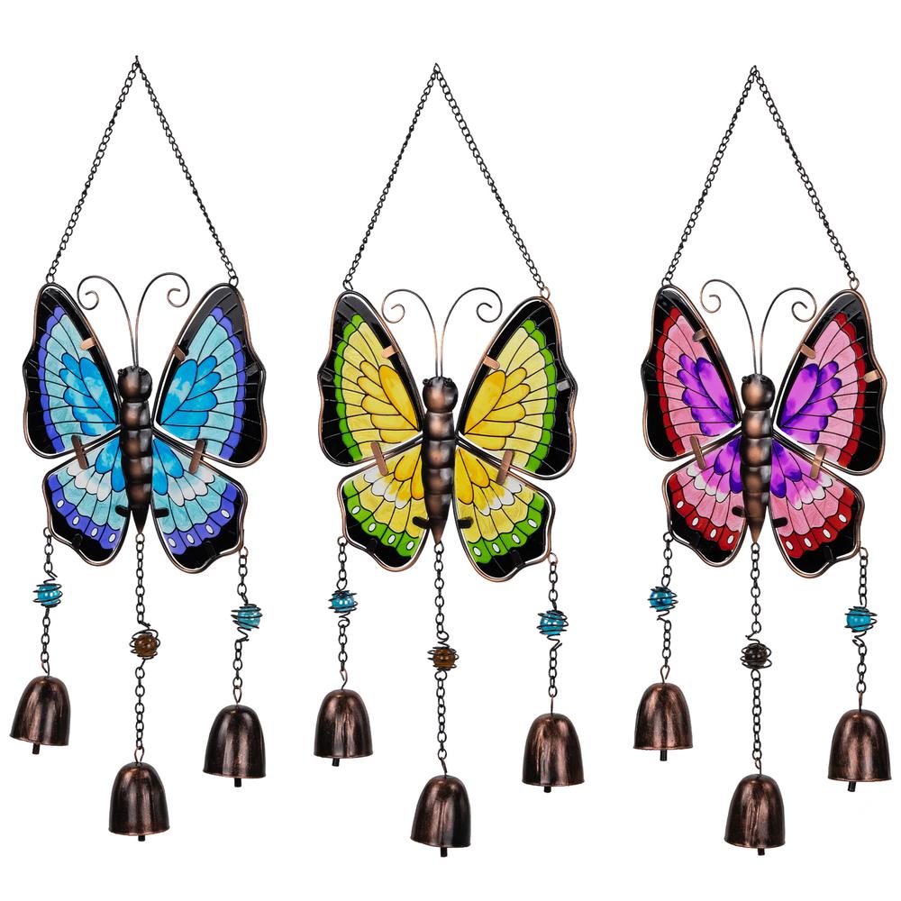 Metal Butterfly Outdoor Garden Windchimes - 21" - Set of 3. Picture 2