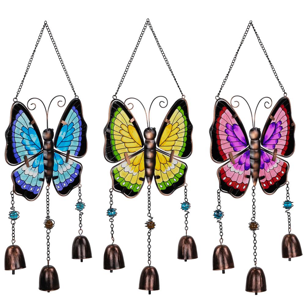 Metal Butterfly Outdoor Garden Windchimes - 21" - Set of 3. Picture 4